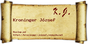 Kroninger József névjegykártya